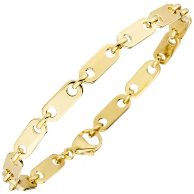Produktbild von 5mm Armband Goldarmband Plattenkette aus 585 Gold Gelbgold, 21cm Armschmuck