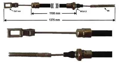 Produktbild von 1 Stück - Bremsseil für Peitz S234R - HL:1100mm - GL:1375 mm + Gabelkopf