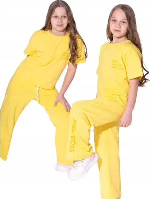 Immagine prodotto di MOD Jeans| Set due pezzi per bambine - Set in cotone - Giallo - Comodo e alla moda - Ideale per la scuola e il tempo libero Taglia 140, età 10 anni