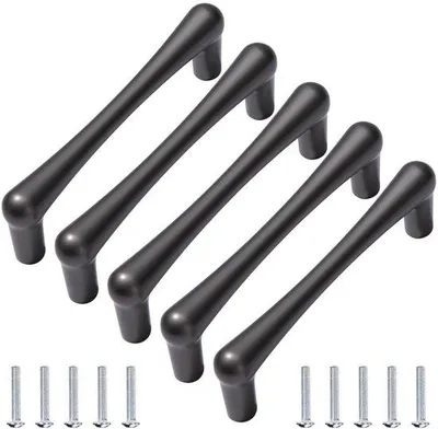 Immagine prodotto di Ibenzoa® Set di 5 maniglie nere per cucina, distanza tra i fori di 96 mm, realizzata in lega di zinco spazzolata, lunghezza 109 mm, sporgenza di 31 mm – ideali per armadietti e cassetti