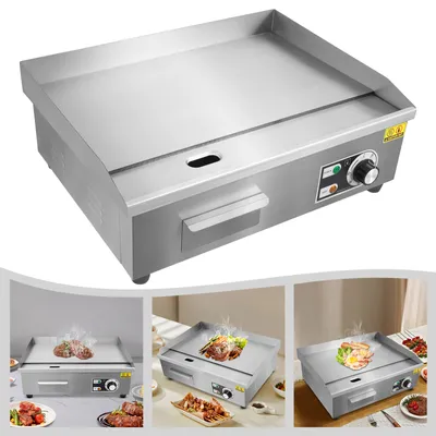 Obrázek produktu pro Komerční elektrický gril, poloplošný gril, nerezový restaurační gril, stříbrný