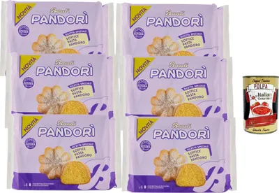 Produktbild von Bauli Pandorì Klassik 6 x 150g – weiches Mini-Pandoro-Gebäck für Frühstück & Snack, italienische Spezialität aus Hefeteig + Italian Gourmet polpa