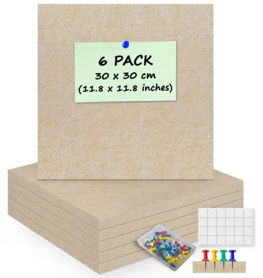 Image de Omgoods - 6 panneaux de feutre pour tableau d'affichage - Organisez votre décoration murale avec 60 punaises