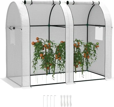 Produktbild von Gewächshaus 1,8 m² - Schutz für Tomaten und Pflanzen mit Rolltüren und aufrollbaren Fenstern