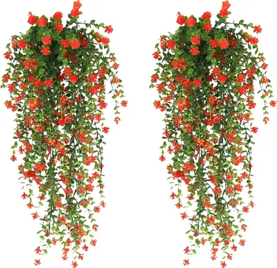 Produktbild von 1/2 Stück hängende künstliche Blumenrebe, UV-beständig, hängende Kunstblumenpflanzen, Kunststoff-Efeu, Heimhochzeit, Innen- und Außenbereich, Gartendekoration, Foto-Requisiten