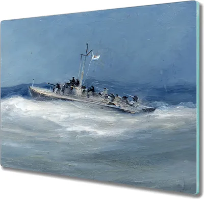 Produktbild von Coloray Herdabdeckplatte 60x52 cm Schneidebrett Kochplattenabdeckung Küchenbrett Hackbrett - Malerei Ozean Meer Schiff