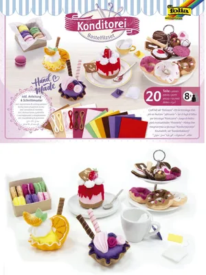 Produktbild von folia Bastelfilz Set Konditorei 20 Teile