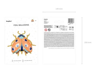 Obrázok produktu pre Fóliový balónik ladybird 61x70cm oranžový modrý