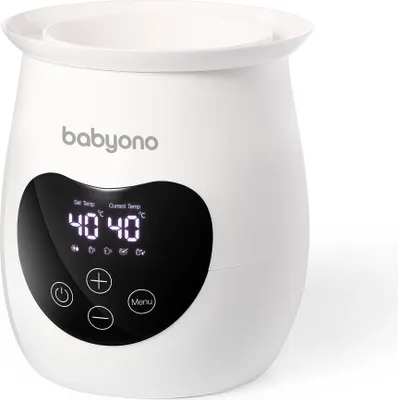 A white electronic bottle warmer and sterilizer with a digital display and controls.