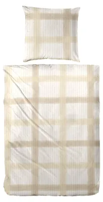 Produktbild von Bettwäsche Soft-Seersucker Karo beige 155 x 220 cm