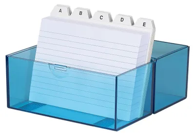 Produktbild von Wedo 2506303 Karteibox DIN A6, für 100 Karten, aus Kunststoff, Blau