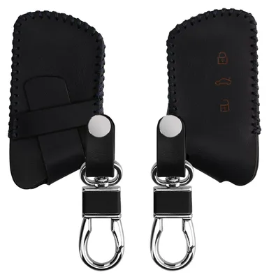 Produktbild von kwmobile Leder Autoschlüssel Hülle kompatibel mit VW Golf 8 3-Tasten Autoschlüssel Schlüsselhülle - Schlüssel Tasche Dunkelblau