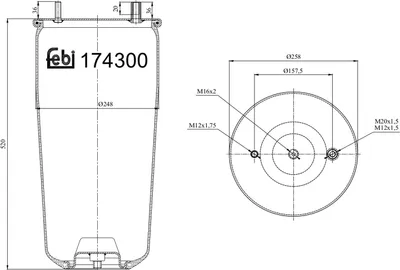 Produktbild von FEBI BILSTEIN Luftfederbalg 174301 520mm 258mm 157mm