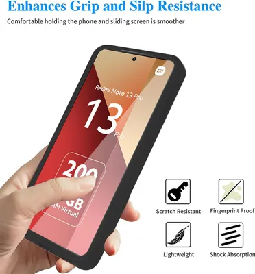 Produktbild von 360° Grad Hülle Xiaomi Redmi Note 13 Pro 4G mit Integriertem Displayschutz Schwarz