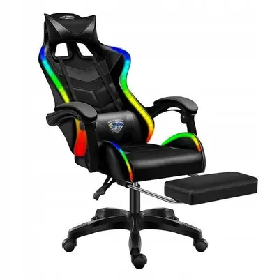 Immagine prodotto di Sedia da ufficio Sedia per computer Sedia da scrivania Sedia da gioco ergonomica Massaggio LED Nero