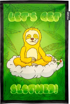 Produktbild von PSYWORK Schwarzlicht Stoffposter Neon "Faultier Joint Weed", 30x45cm