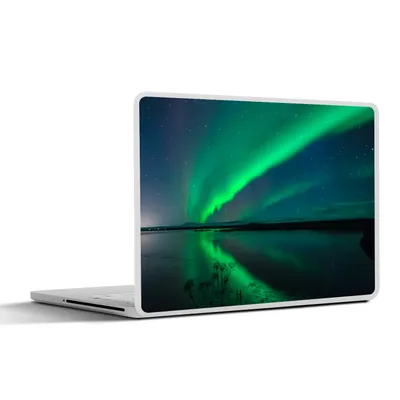 Produktbild von MuchoWow® Laptop Aufkleber Sticker Cover Nordlicht - Island - Sternenhimmel - Grün - Wasser 36.5x27.5 cm - Laptop-Sticker