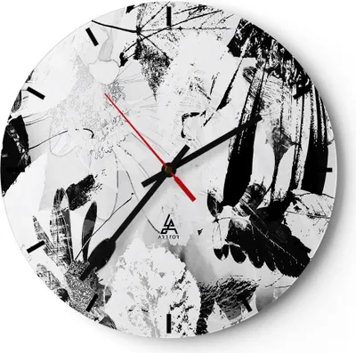 Produktbild von Wanduhr - Rund - Glasuhr - Abstraktion modern - 30x30cm - Schleichendes Uhrwerk - Lautlos - zum Aufhängen bereit - Dekoration Modern - Wanddekoration aus Glas - C3AR30x30-3509
