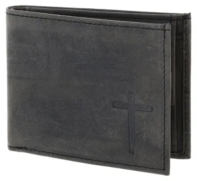 Produktbild von oxmox Leder Geldbörse Leather RFID Protect Pocketbörse Freedom Cross Embossed Vintage Black schwarz