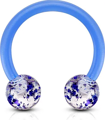 Produktbild von viva-adorno 1,2mm Hufeisen Piercing Lippenpiercing Augenbrauenpiercing Glitter Glitzer Kugeln Kunststoff Kunststoff verschiedene Farben Z528,blau