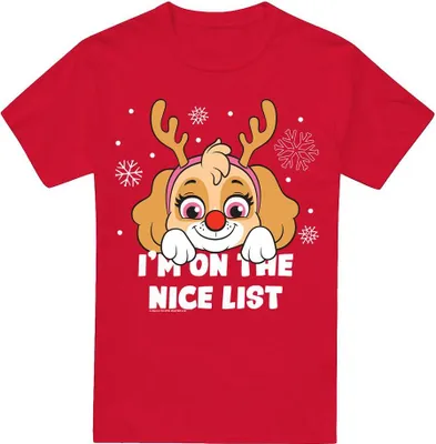 Imagen del producto de Camiseta para hombre de Paw Patrol, diseño "Feliz Navidad", modelo TV6417 (talla L), color rojo