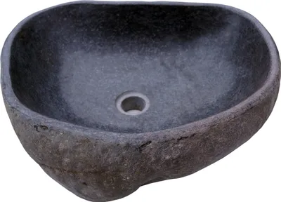 Produktbild von Massives Flußstein Aufsatz-Waschbecken, Waschschale, Naturstein Handwaschbecken ca. 45 cm - Modell 5, Grau, Flussstein, Waschtische & Waschbecken