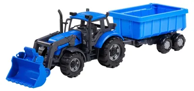 Image de Cavallino Toys Tracteur jouet avec chargeur et remorque basculante bleu 1:32