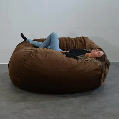 Image de Pouf géant déhoussable microsuède chocolat 180 cm