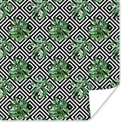 Produktbild von MuchoWow® Poster Monstera - Muster - Tropisch 75x75 cm - Wand Dekoration