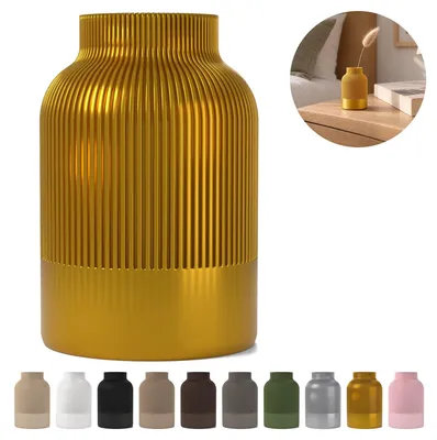 Produktbild von Deko Vase Japandi 9,6 cm, geriffelt aus PLA – Seidengold