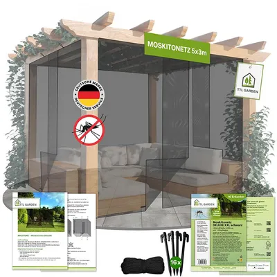 Produktbild von TTL GARDEN Moskitonetz Deluxe XXL 500x300x250cm – 3 Eingänge schwarz
