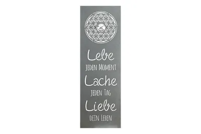 Image de Gilde Wandrelief, rechteckig, "Lebensblume", Lebensblumenmotiv, Spruch, Metall, grau, VE 2, L. 3 cm, B. 30 cm, H. 90 cm 68493 4009079684933
