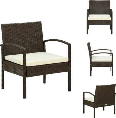 Produktbild von vidaXL Gartenstuhl mit Kissen Poly Rattan Braun -  Gartenstühle