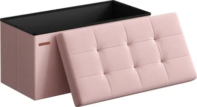 Produktbild von SONGMICS Sitzhocker mit Stauraum, klappbare Sitzbank, 38 x 76 x 38 cm Fußbank, Aufbewahrungsbox, bis 300 kg belastbar, für Wohnzimmer Schlafzimmer