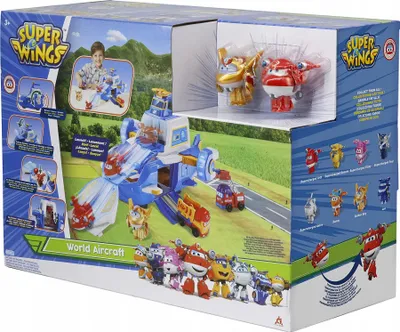 Immagine prodotto di AUER SUPER WINGS - Playset Aeroporto Mondo Aereo +2 Transform-A-Bots Figuren - Cartoon Super Wings Staffel 5
