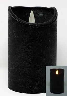 Produktbild von LED Kerze echtwachs Stumpenkerze Höhe 12,5 cm SCHWARZ Einschaltautomatic + Timer