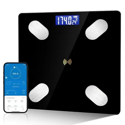 Produktbild von Körperfettwaage mit App LCD Digitale Personenwaage Smart Bluetooth Körperanalysewaage Waage BMI  für iOS & Android Batterieversion