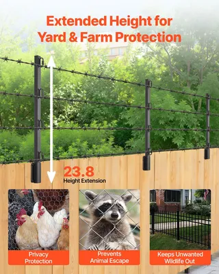 Obrázok produktu pre Predĺženie ramena plota z ostnatého drôtu - Sada 8 ochranných prvkov proti preliezaniu - Z ocele - 605 x 75 x 45 mm - Na rovnú a povrchovú montáž - Odchyľovač ostnatého drôtu