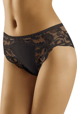 Produktbild von Wolbar Dame Slip Unterhose Spitze gemmustert Unterwäsche WB433 , Schwarz, M