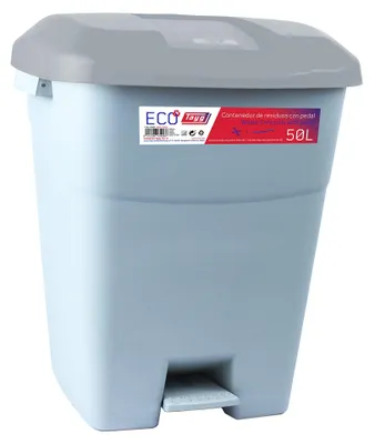 Produktbild von Tayg 434068 Abfallbehälter mit Pedal, grauem Boden und grauem Deckel, 50 Liter