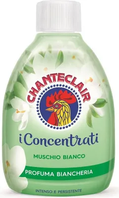 A bottle of Chante Clair laundry perfume with white musk scent.