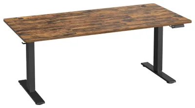 Image de Bureau réglable en hauteur électriquement, avec port USB-C, de couleur marron, dimensions 180x80x72-120 cm