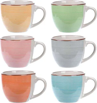 Produktbild von EXCELLENT HOUSEWARE Keramiktassen Kaffeetassen ESPRESSOTASSEN bunt 6x90 ml