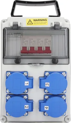 Produktbild von Wasserdichter Stromverteiler für den Außenbereich mit Schutzschalter 4 X 16A Steckdosen 200?250V für Garten und Hof