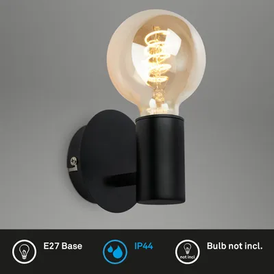 Produktbild von Wandleuchte 10 cm exk. E27 max. 10 Watt IP44 Spritzwasserschutz schwarz Briloner