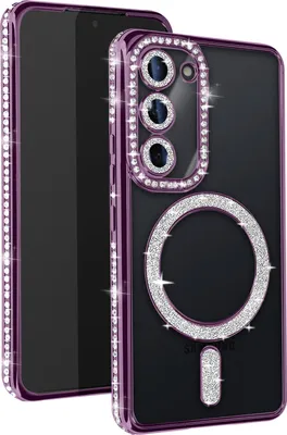 Produktbild von Avizar, Diamant-Hülle für Samsung S23 – MagSafe-Schutz mit Strass-Rand, Violett