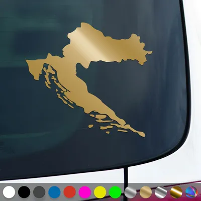 Produktbild von PantherPixel Kroatien Aufkleber Karte Umriss Croatia Hrvatska Sticker Auto Geschenkidee Farbe Gold