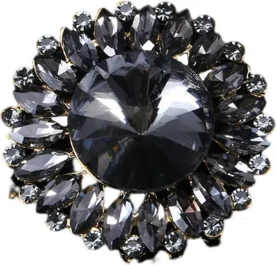 Produktbild von Brosche Abzeichen Galvanik Strass Geometrische Form Temperament Ornamental Dress Up Rostbeständige blumenförmige runde Brosche Anstecknadel Schmuckzubehör-Schwarz