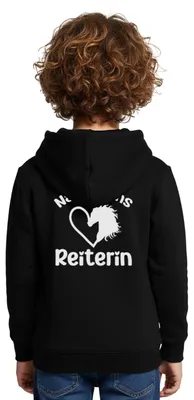 Produktbild von Spreadshirt Nachwuchs Reiterin | Pferdeliebe Mädchen Kinder Premium Hoodie, 122/128 (6 Jahre), Schwarz