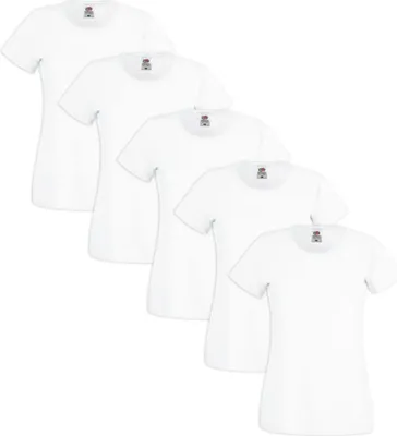 Immagine prodotto di Fruit of the Loom Maglietta da donna 5 pezzi a girocollo in cotone bianco XS
